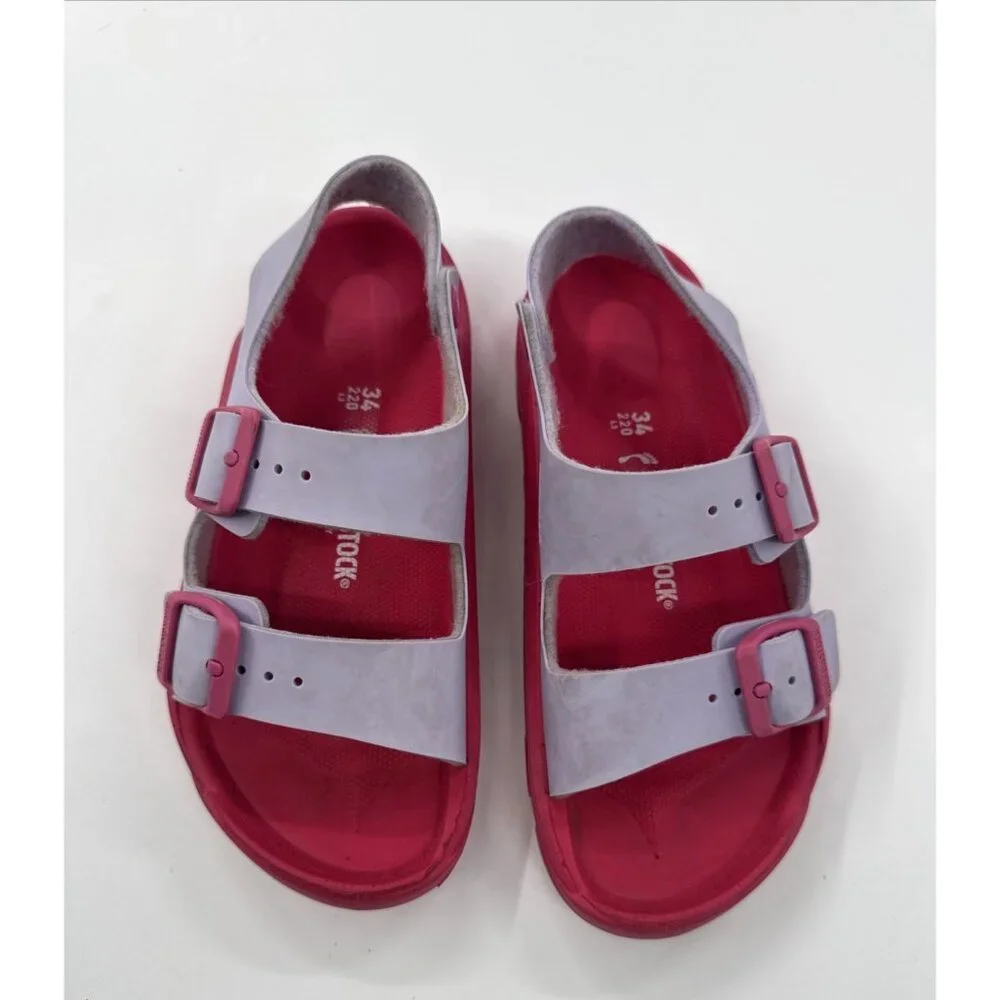 Birkenstock Sandals Youth Girls 3 Pink Mogami Buckle Waterproof Strappy Beach